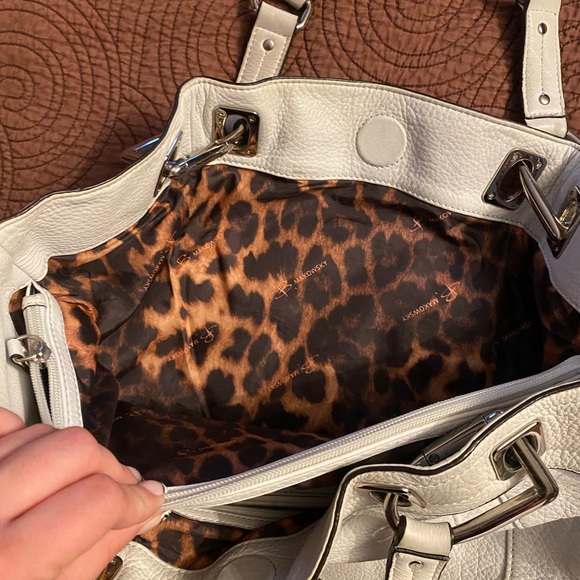 White leather b. Makowsky top handle tote bag - Picture 8 of 9